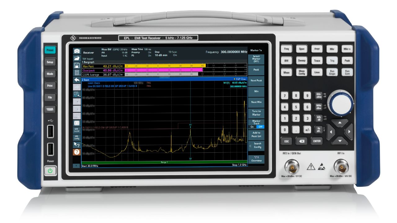 R&S®EPL 可攜式 EMI 測試接收機（5 kHz 至 7.125 GHz） 角度 2