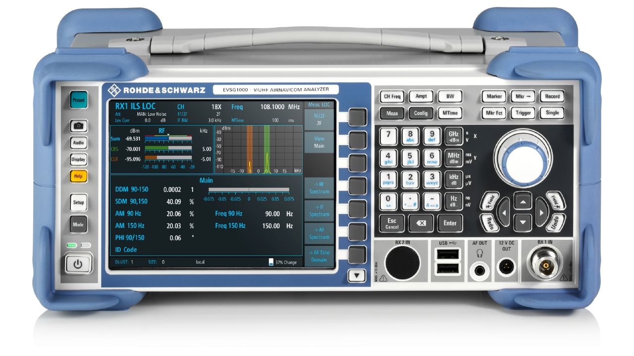 R&S®EVSG1000 地面巡檢航空導航分析儀（ILS / VOR / DME / TACAN / GBAS / MB / NDB） 角度 2