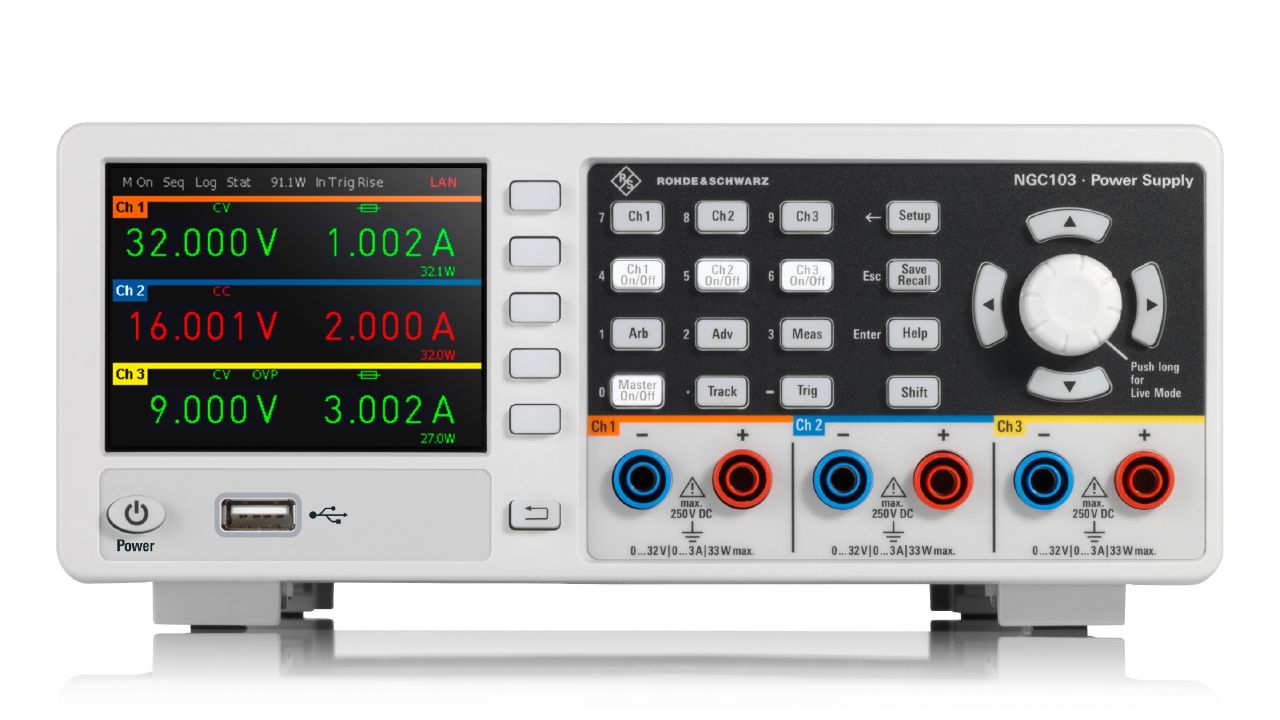 R&S®NGC100 入門級單/雙/三通道電源（80 W）