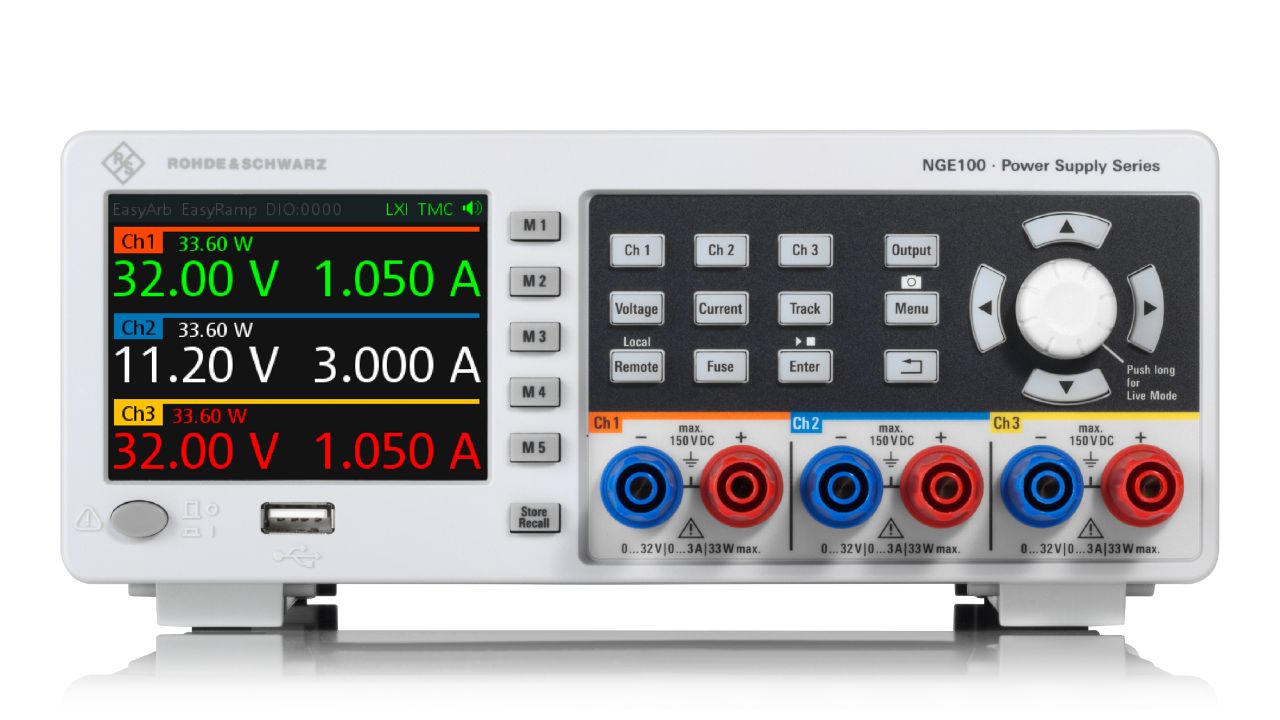 R&S®NGE100B 系列 入門級雙/三通道基礎型直流電源供應器 角度 2
